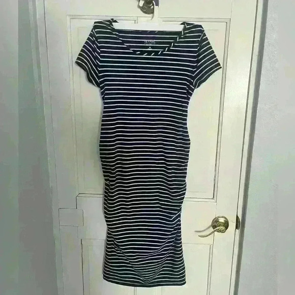 Target Dresses & Skirts - Isabella Maternity Striped T-Shirt Pregnancy Dress | Navy & White | Sizs XS